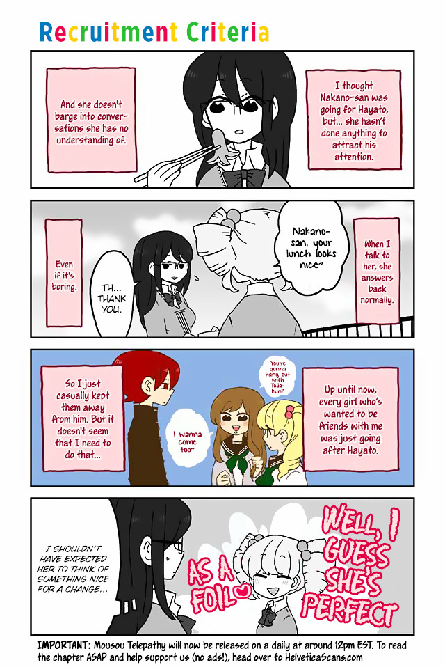 Mousou Telepathy Chapter 42 : Recuitment Criteria - Picture 1