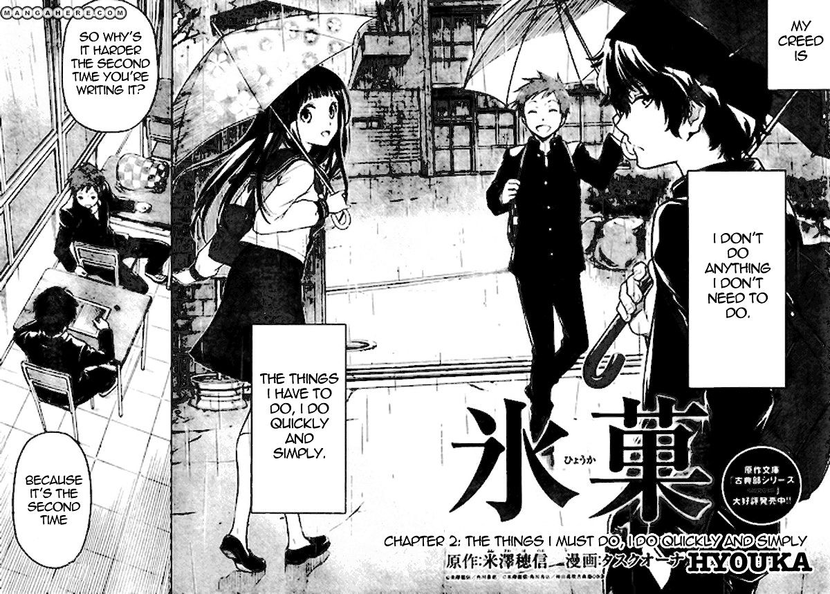 Hyouka Chapter 2 : The Things I Must Do, I Do Quickly And Simply - Picture 2