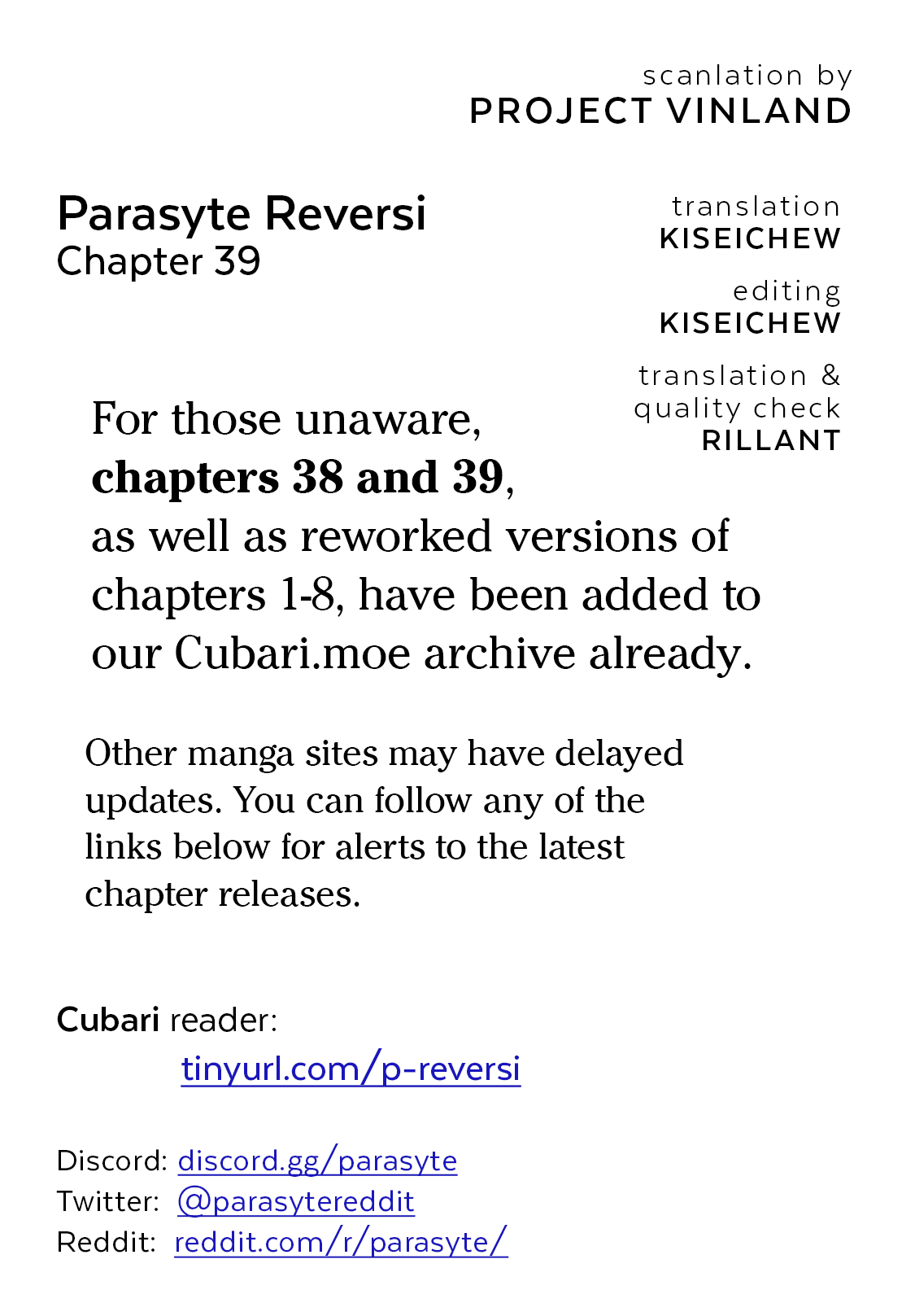 Parasyte Reversi Chapter 39: Kamahan - Picture 1